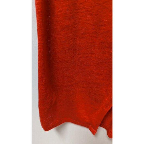 Tahari Red Orange Button-Down Back Linen T-Shirt - Picture 4 of 4